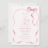 Roze linten en bogen meisje Baby shower Kaart (Voorkant)