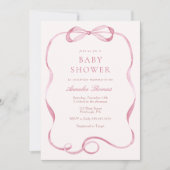 Roze linten en bogen meisje Baby shower Kaart (Voorkant)
