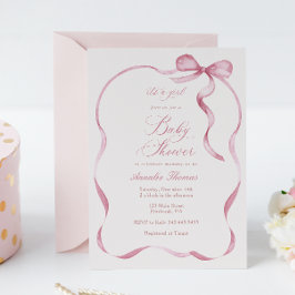 Roze linten en bogen meisje Baby shower Kaart
