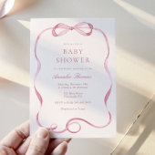 Roze linten en bogen meisje Baby shower Kaart