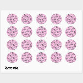 Roze, linten en coquette ronde sticker (Vel)