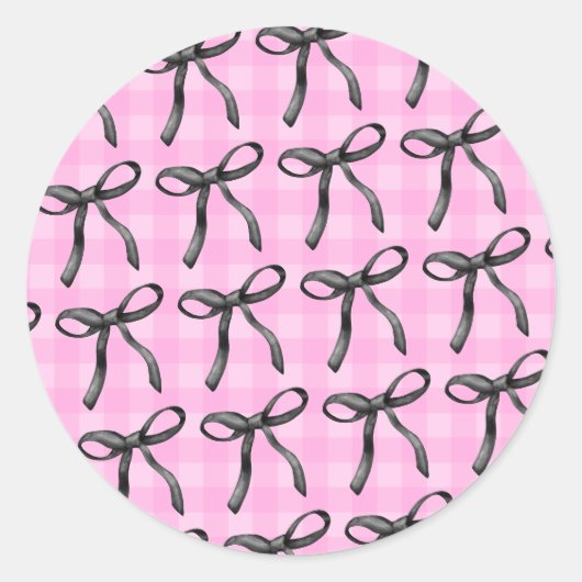 Roze, linten en coquette ronde sticker (Voorkant)