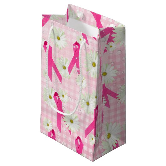 Roze linten en Daisies Klein Cadeauzakje (Voorkant Gekanteld)