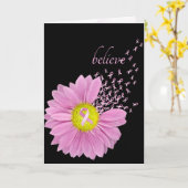 Roze linten en Daisy Believe Kaart (Gele Bloem)