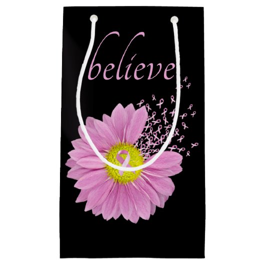 Roze linten en Daisy Believe Klein Cadeauzakje (Voorkant)