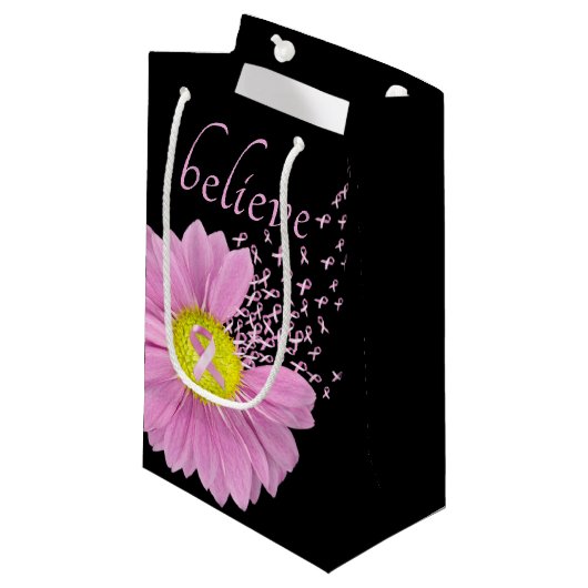 Roze linten en Daisy Believe Klein Cadeauzakje (Voorkant Gekanteld)