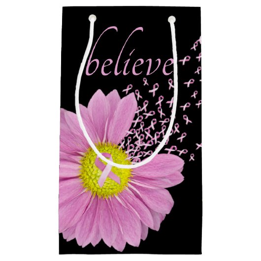 Roze linten en Daisy Believe Klein Cadeauzakje (Voorkant)