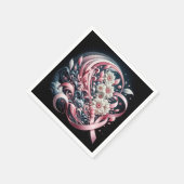 Roze linten en Daisy boeket Servet (Hoek)