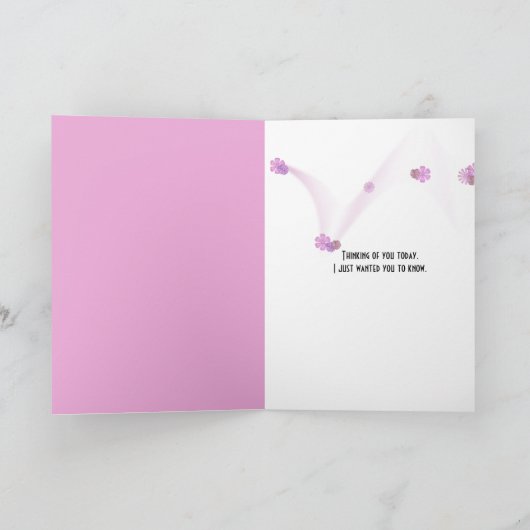 Roze linten en Daisy Kaart (Binnen)