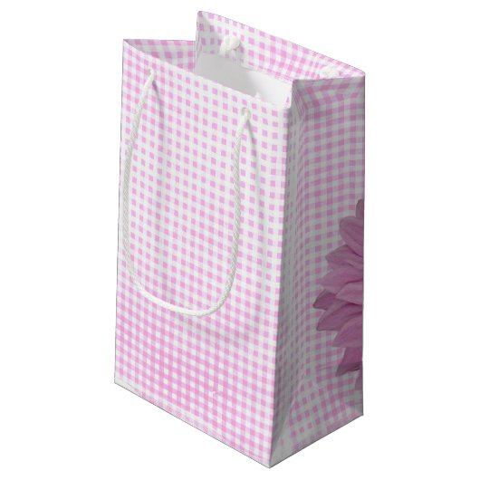 Roze linten en Daisy on Gingham Klein Cadeauzakje (Achterkant Gekanteld)