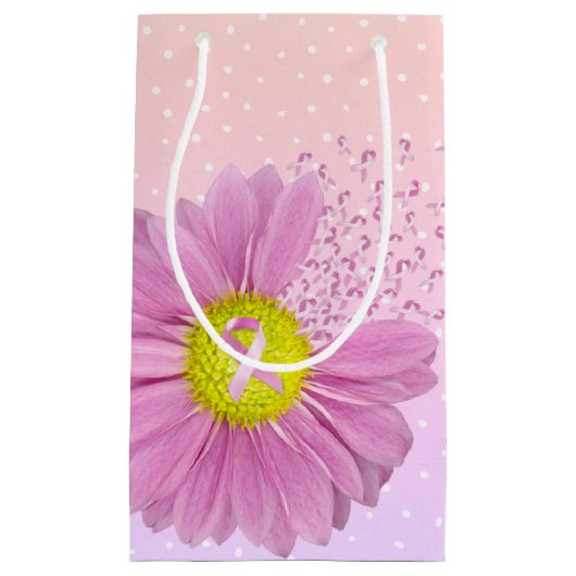 Roze linten en Daisy op pooldots Klein Cadeauzakje (Voorkant)