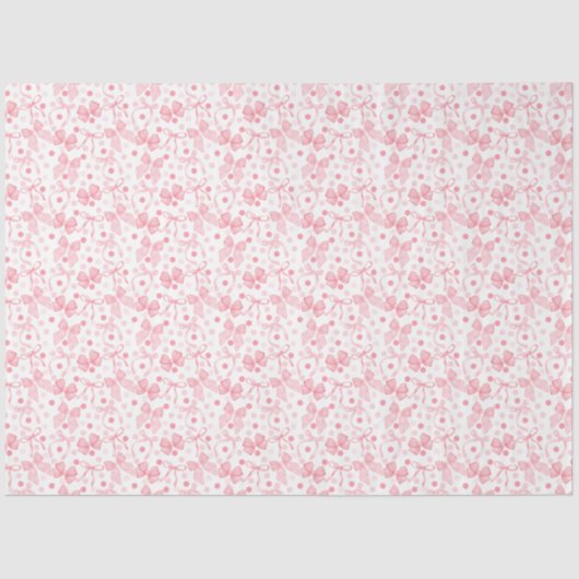 Roze linten en donkerroze stippen tissuepapier (Voorkant)