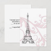 Roze linten en Eiffeltoren Kaart (Voorkant / Achterkant)