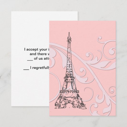 Roze linten en Eiffeltoren Kaart (Voorkant / Achterkant)