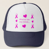 Roze linten en harten trucker pet (Voorkant)