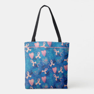  roze linten en roze harten Canvas tas