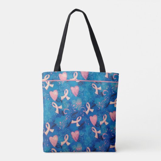  roze linten en roze harten Canvas tas (Achterkant)