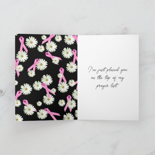 Roze linten en witte madeliefjes kaart (Binnen)