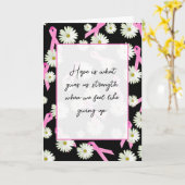 Roze linten en witte madeliefjes kaart (Gele Bloem)