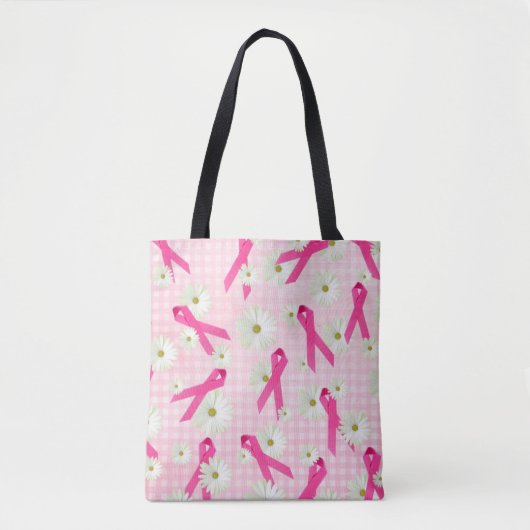 roze linten en witte madeliefjes tote bag (Voorkant)