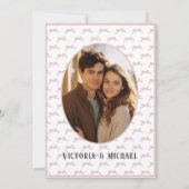 Roze linten & groen Vintage bruiloft Kaart (Achterkant)