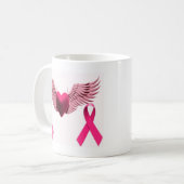 Roze linten & hart van liefde en support koffiemok (Voorkant links)