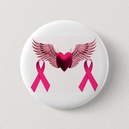 Roze linten & hart van liefde en support ronde button 5,7 cm (Voorkant)