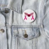 Roze linten & hart van liefde en support ronde button 5,7 cm (In situ)