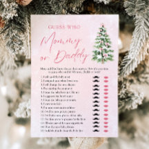 Roze linten Kerstboom Raad wie mama of papa spel