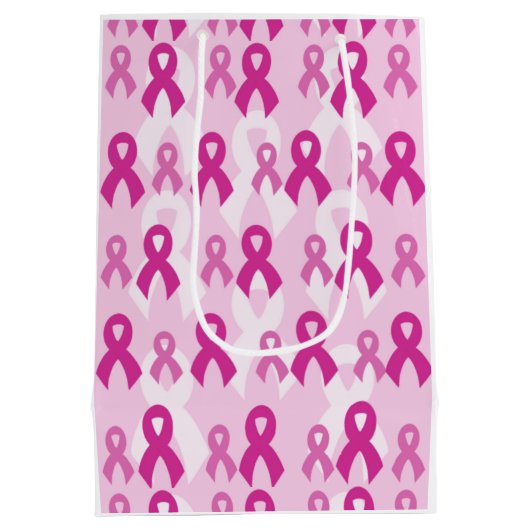 Roze linten/Licht... Borstkanker Medium Cadeauzakje (Achterkant)