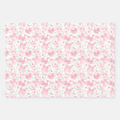 Roze linten met roze en groene stippen inpakpapier vel (Voorkant 2)