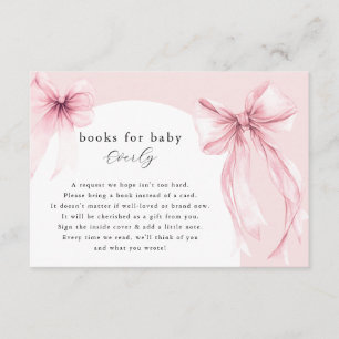 Roze linten moderne boog boeken voor baby meisje informatiekaartje