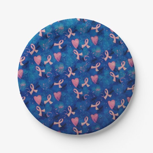 Roze Linten & Roze Harten Papieren Borden Papieren Bordje (Voorkant)