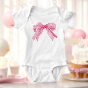 Roze linten strik 1e meisje verjaardagsfeestje  romper