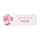 Roze linten strik adres etiket (Voorkant)