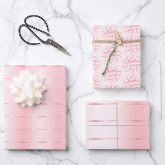 Roze linten strik bruidsdouche inpakpapier vel (Voorkant)