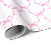 Roze linten strikken cadeaupapier (Rol Hoek)