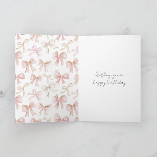 Roze Linten Verjaardag Kaart (Binnen)