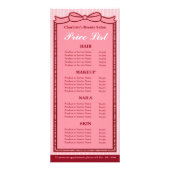 Roze lintframe gestreepte salon prijstlijst kaart (Voorkant)
