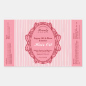 Roze lintframe schoonheidsoliefleslabel rechthoekige sticker (Voorkant)