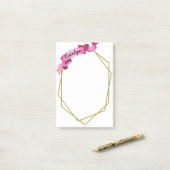 Roze lintgoud geometrische Lijst, op maat gemaakt Post-it® Notes (Op bureau)