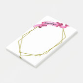 Roze lintgoud geometrische Lijst, op maat gemaakt Post-it® Notes (Schuin)