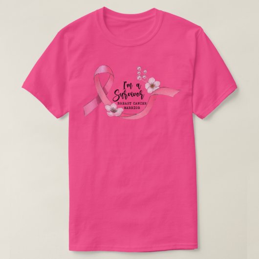 Roze linthart Ik ben een overlevende borstkanker A T-shirt (Design voorkant)