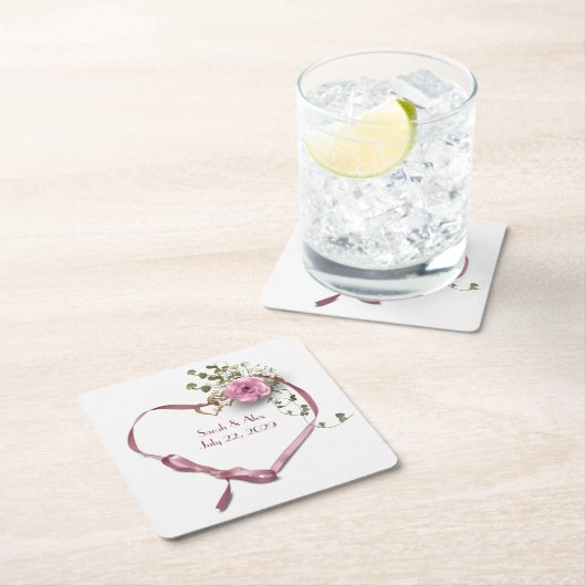 Roze linthart met Roos Kartonnen Onderzetters (Insitu)