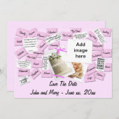 Roze lintje, bruiloft, sla het Briefkaart Datum op (Voorkant / Achterkant)