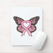 Roze lintje Heart Butterfly Mousepad Muismat (Met muis)