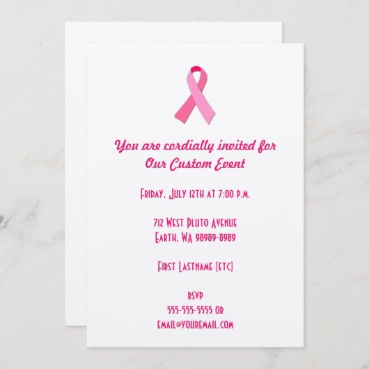 Roze lintje kaart (Voorkant / Achterkant)