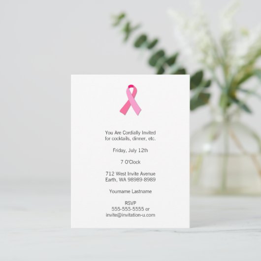 Roze lintje kaart (Staand voorkant)