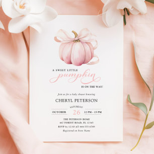 Roze lintje Kleine pompoen op komst Baby Shower Kaart
