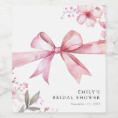 Roze lintje knoopt de knoop bruidsfeest wijn etiket (Enkel label)